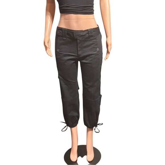 Pulp Black women's mid-rise casual cargo cropped trousers L - Picture 2 of 5